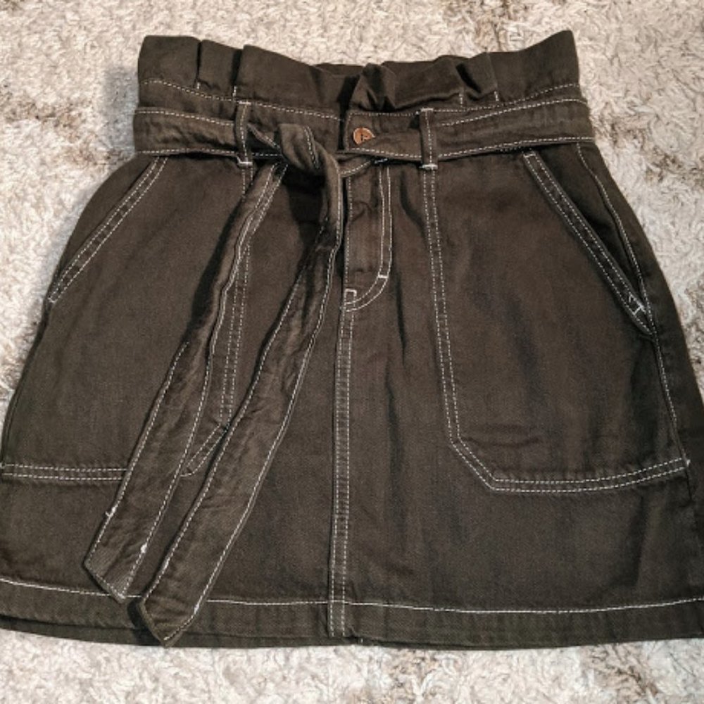 Army Green Free People Paper Bag Skirt